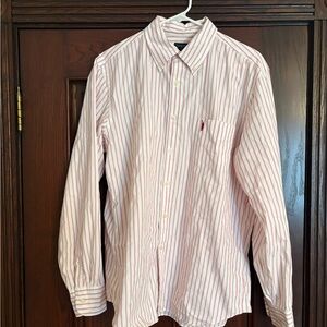 J. Crew Red and White Striped Button Down Shirt